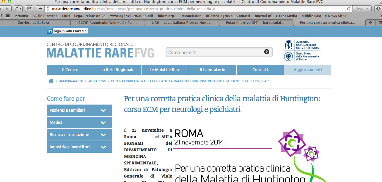 Per una corretta pratica clinica della Malattia di Huntington - Roma